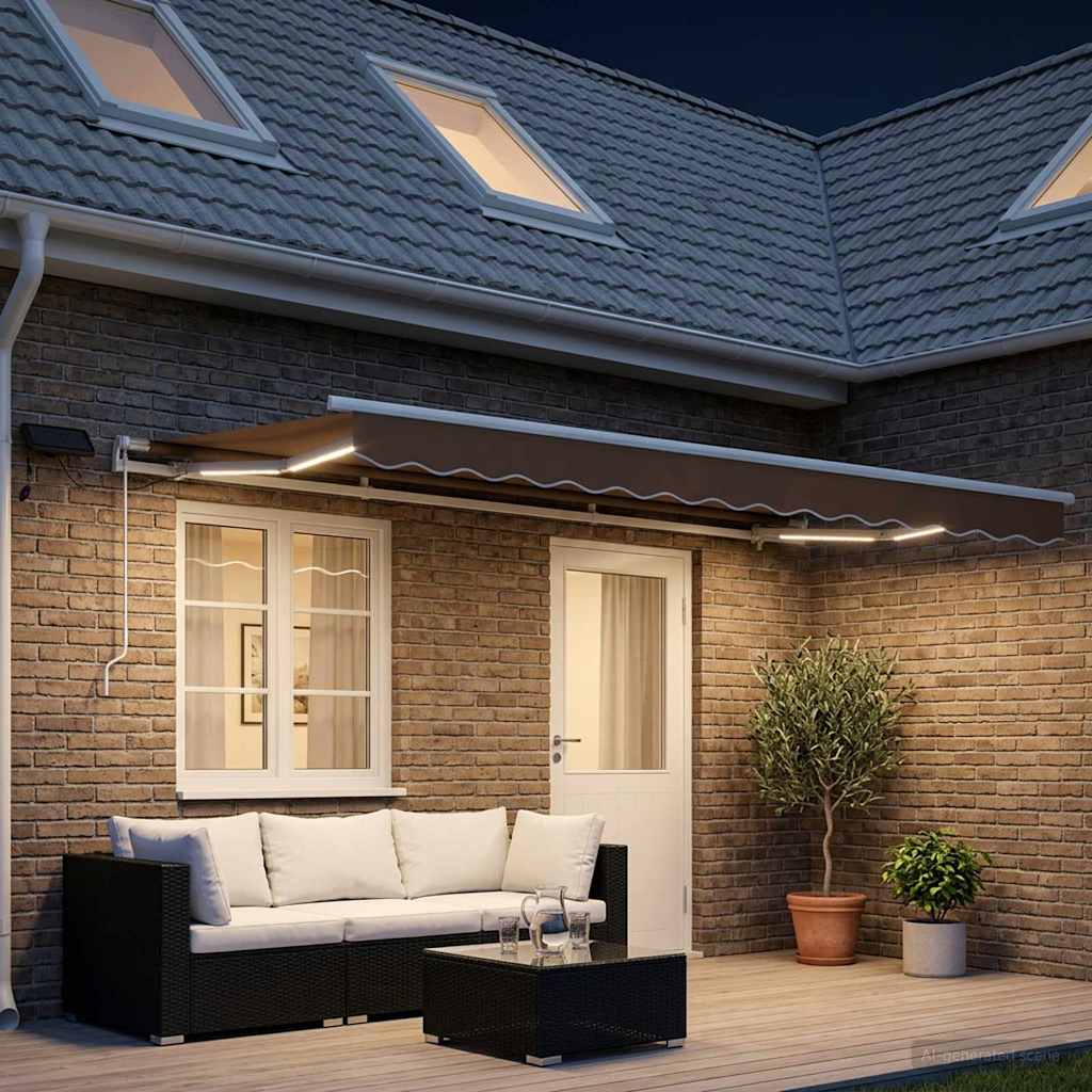 Tenda retrattile Tortora 600 × 350 cm Tessuto e Alluminio | homemem39