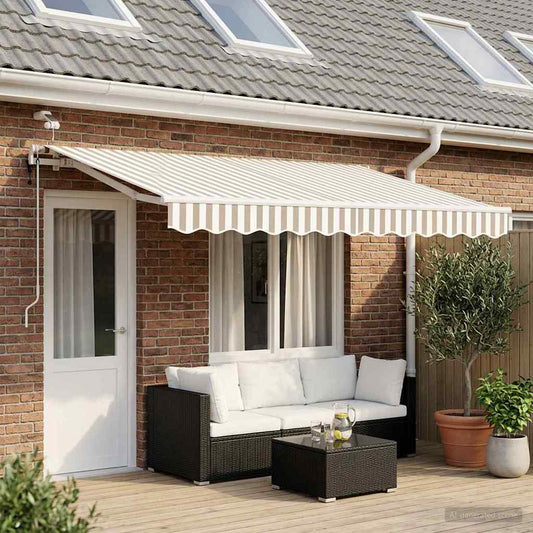 Tenda retrattile Grigio chiaro e bianco 450 × 350 cm Poliestere | homemem39