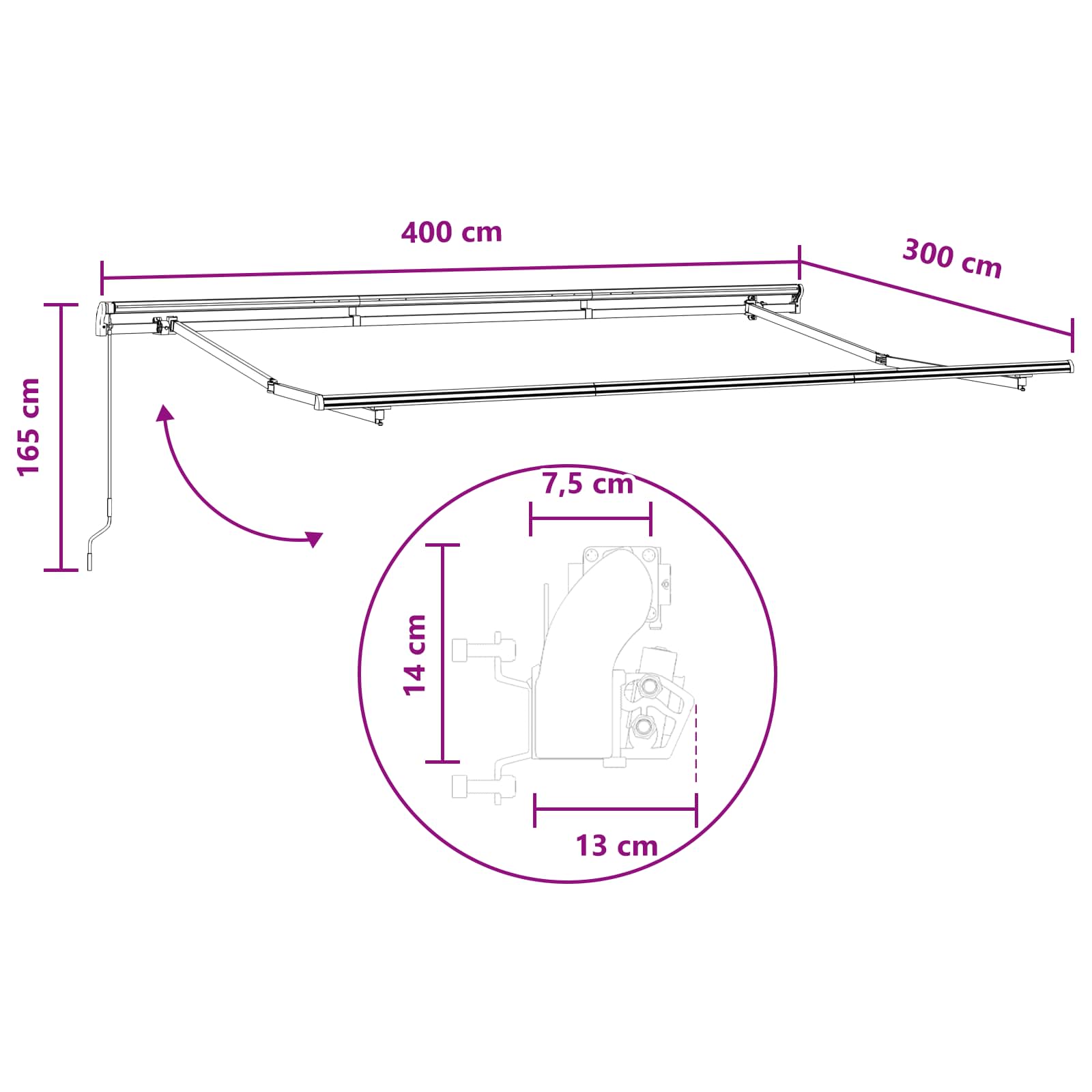 Tenda retrattile Sabbia 400 × 300 cm Poliestere e Alluminio | homemem39