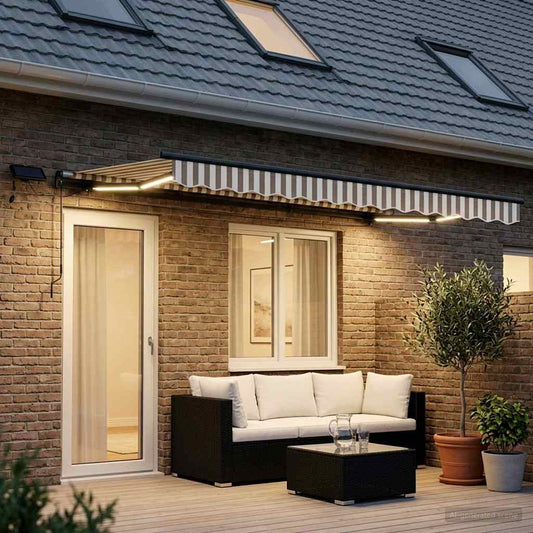 Tenda retrattile Grigio chiaro e bianco 450 × 300 cm | homemem39