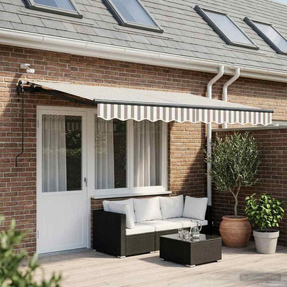 Tenda retrattile Grigio chiaro e bianco 450 × 300 cm Poliestere | homemem39