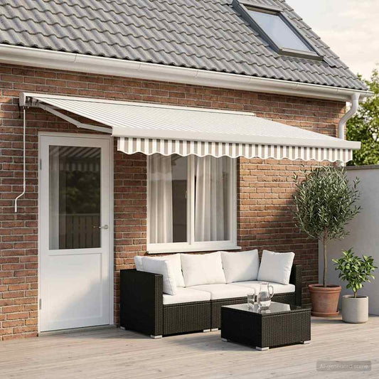 Tenda retrattile Grigio chiaro e bianco 500 × 300 cm - homemem39