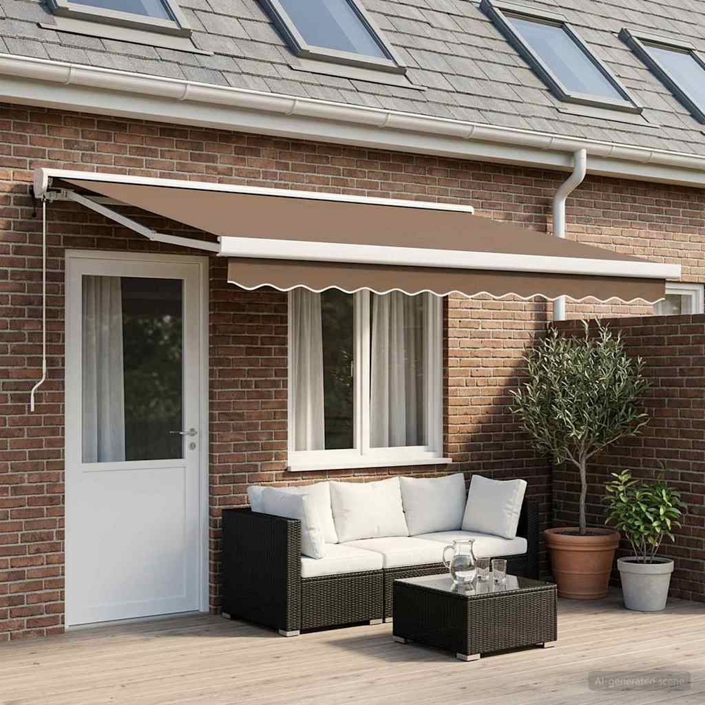 Tenda retrattile Tortora 400 × 300 cm Tessuto e Metallo | homemem39