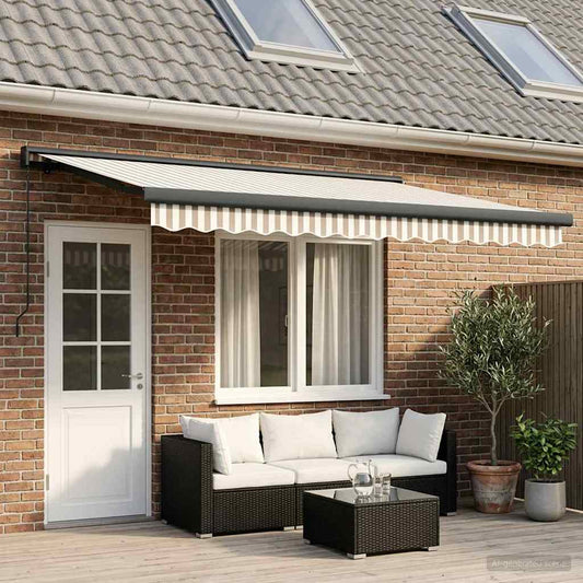 Tenda retrattile Grigio chiaro e bianco 400 × 300 cm | homemem39