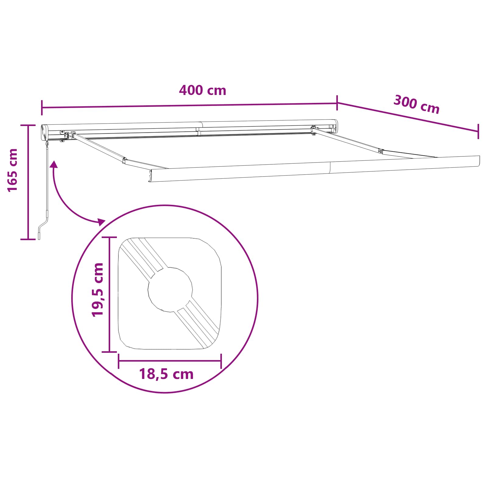 Tenda retrattile Sabbia 400 × 300 cm Tela e Alluminio | homemem39