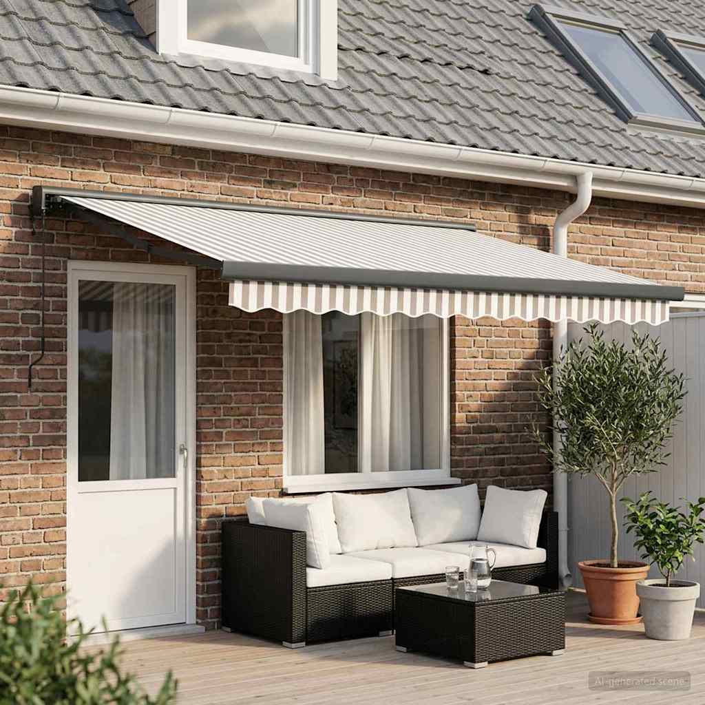 Tenda retrattile Grigio chiaro e bianco 450 × 300 cm | homemem39