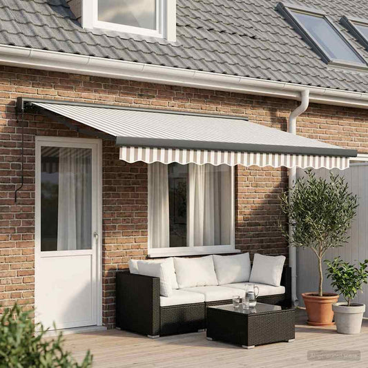 Tenda retrattile Grigio chiaro e bianco 500 × 300 cm | homemem39