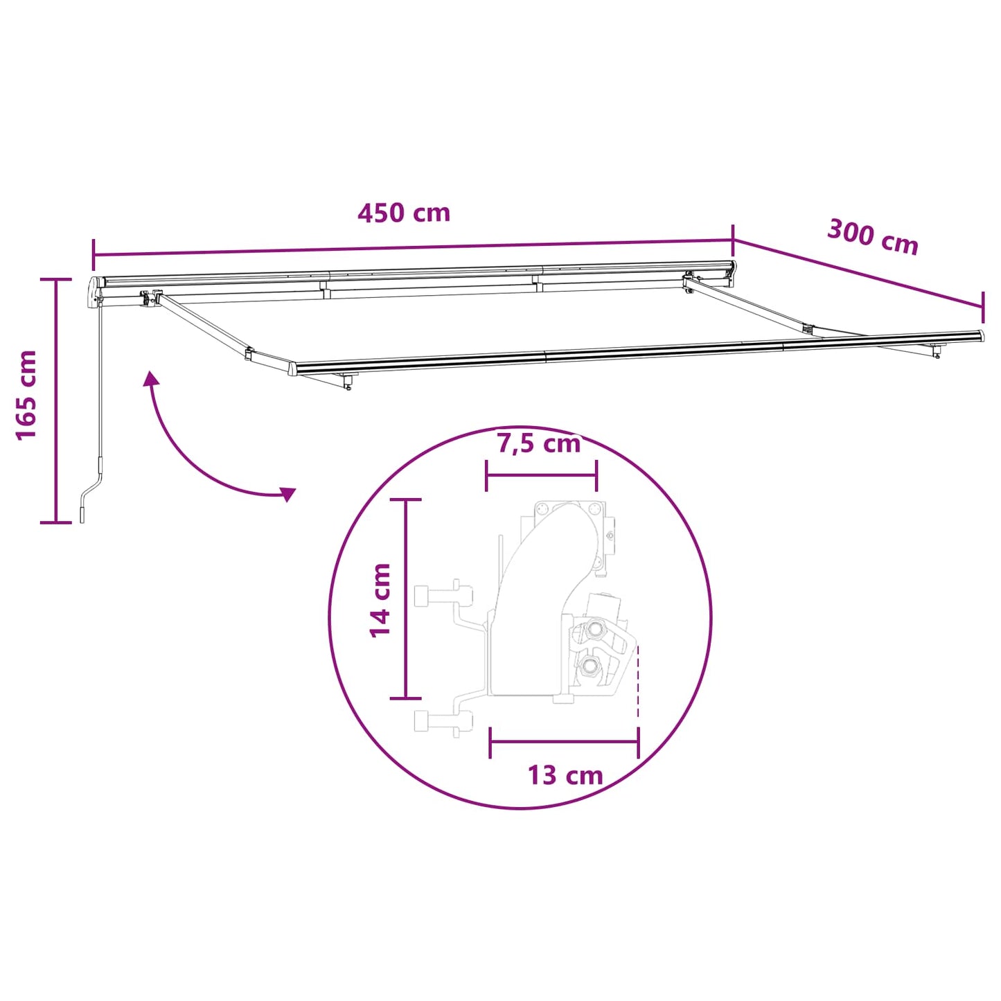 Tenda retrattile Grigio chiaro e bianco 4,5 × 3 m | homemem39