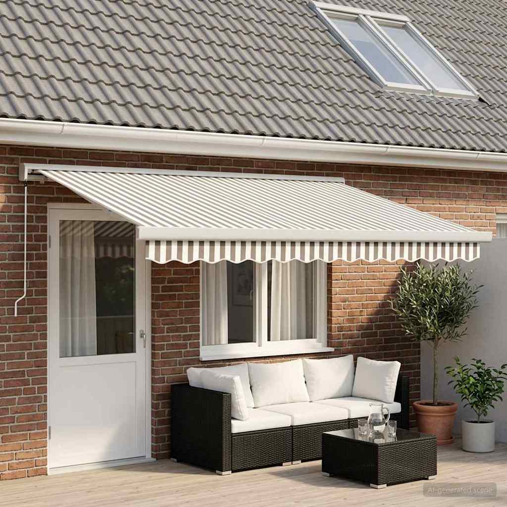 Tenda retrattile Grigio chiaro e bianco 450 × 300 cm | homemem39