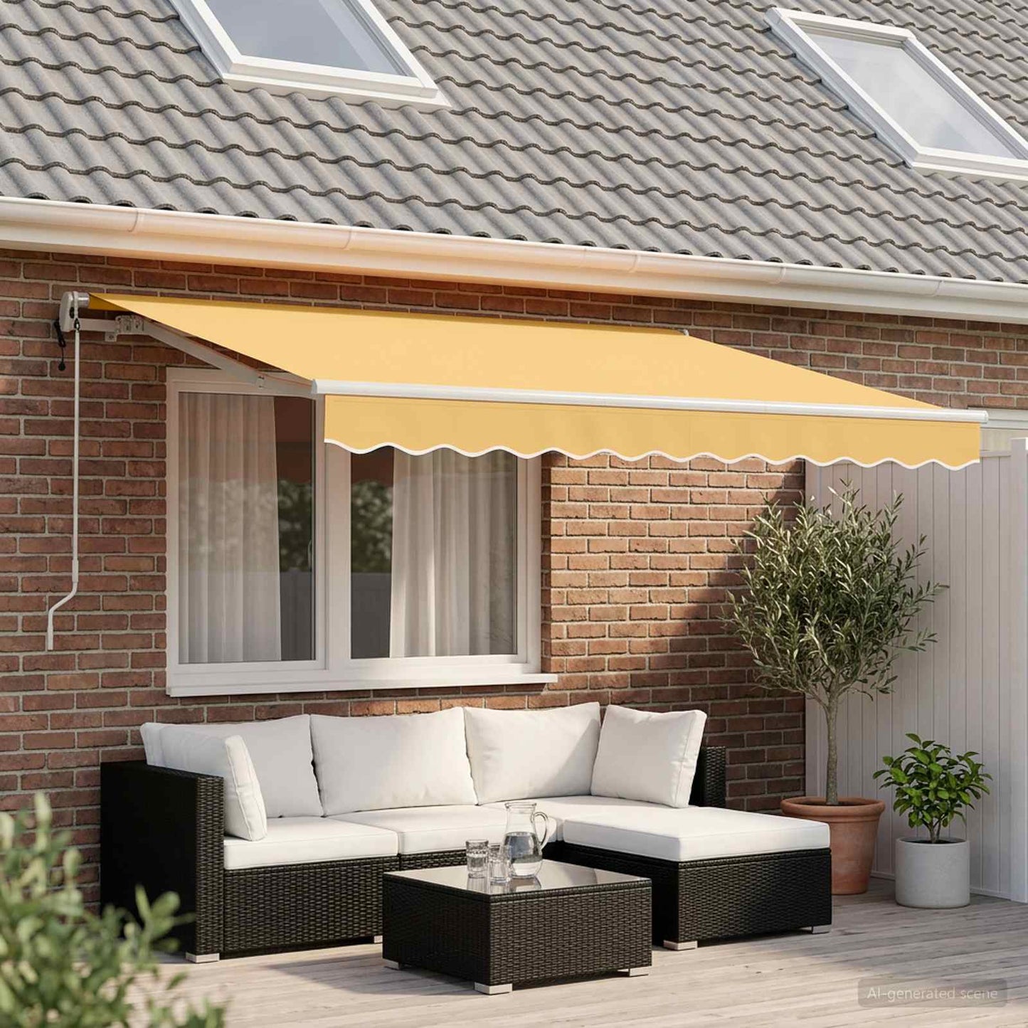 Tenda retrattile Sabbia 450 × 350 cm Tessuto e Alluminio
