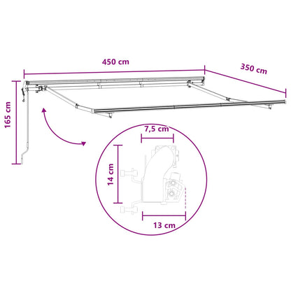 Tenda retrattile Sabbia 450 × 350 cm Tessuto e Alluminio