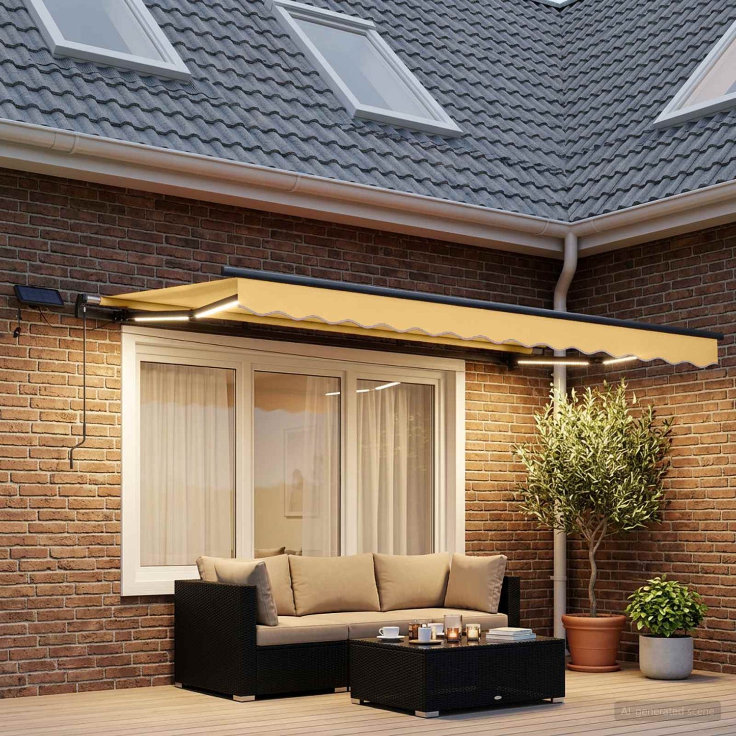 Tenda retrattile Sabbia 450 × 350 cm Tessuto e Alluminio