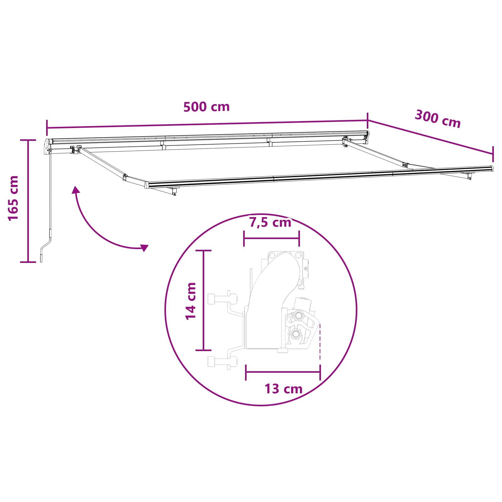 Tenda retrattile Tortora 500 × 300 cm Poliestere e Alluminio | homemem39