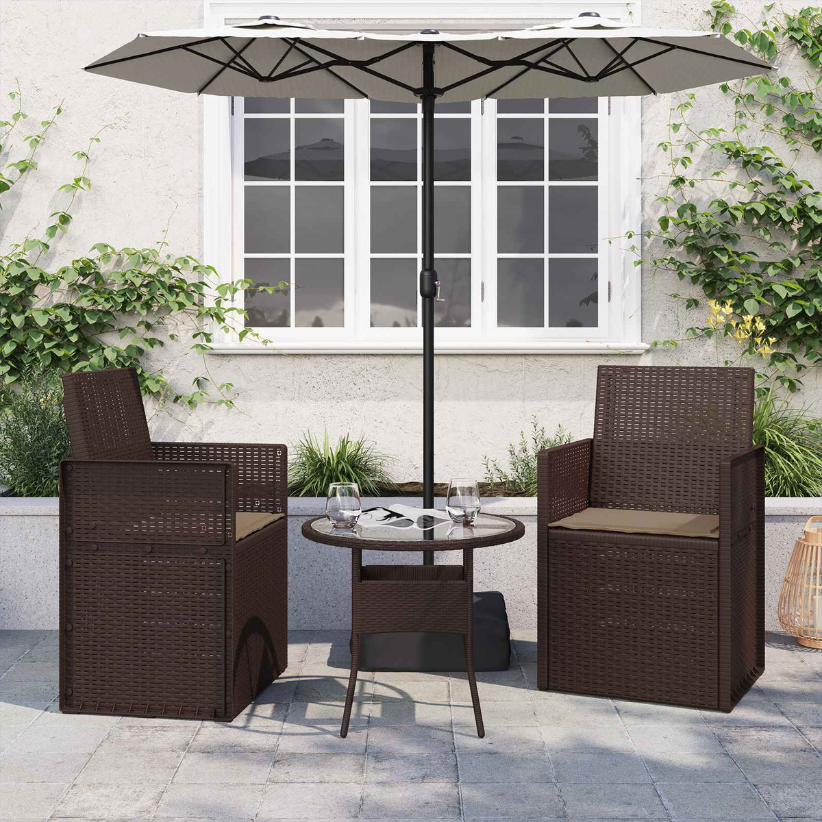 Cuscini per Seduta 2 pz Poliestere Tortora 47 x 36 x 2 cm - homemem39