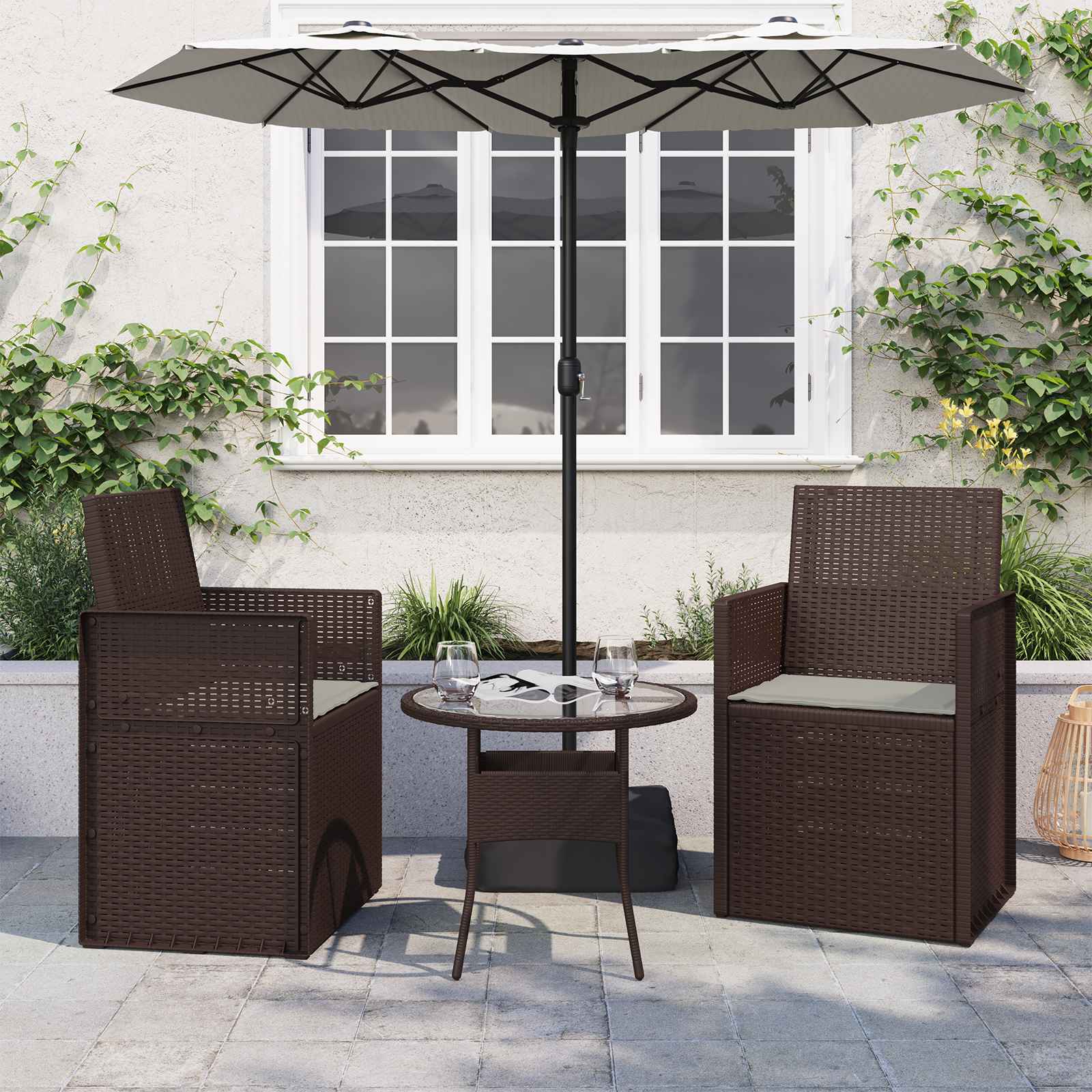 Cuscini per Seduta 2 pcs Grigio Chiaro 47 x 36 x 2 cm | homemem39