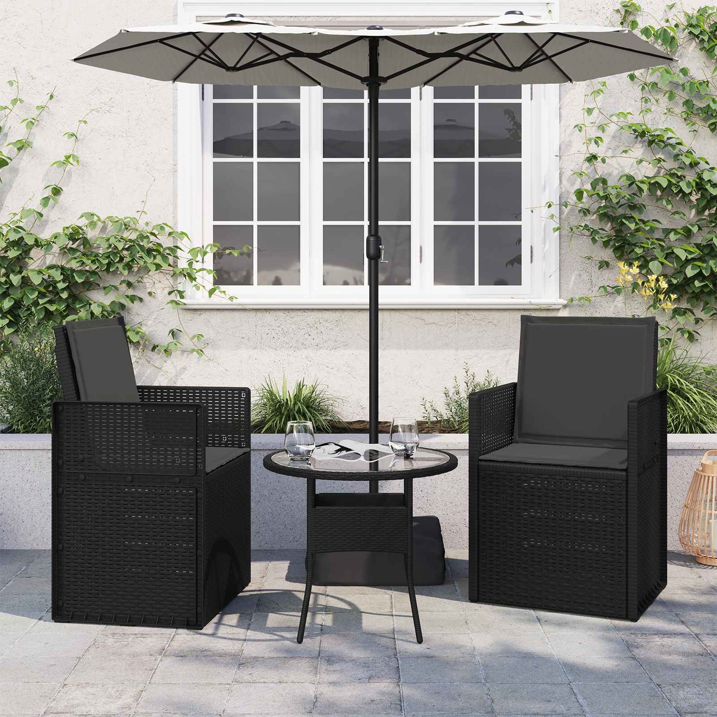 Cuscini per Seduta e Schienale 2 pcs Antracite 47 x 45 x 2 cm | homemem39