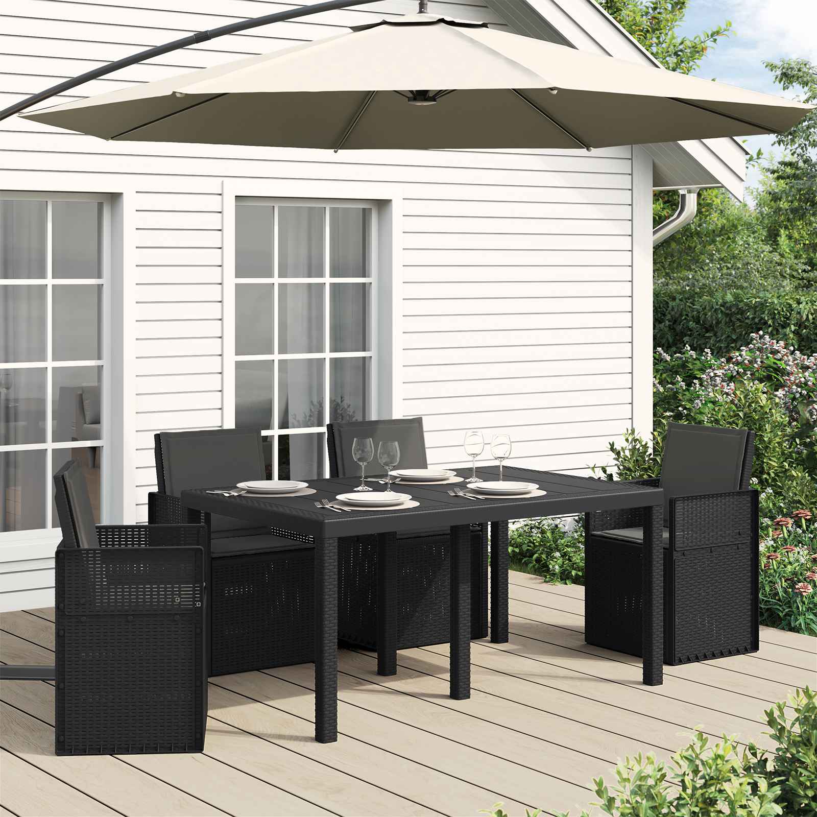 Cuscini per Seduta e Schienale 4 pcs Antracite 47 x 45 x 2 cm | homemem39