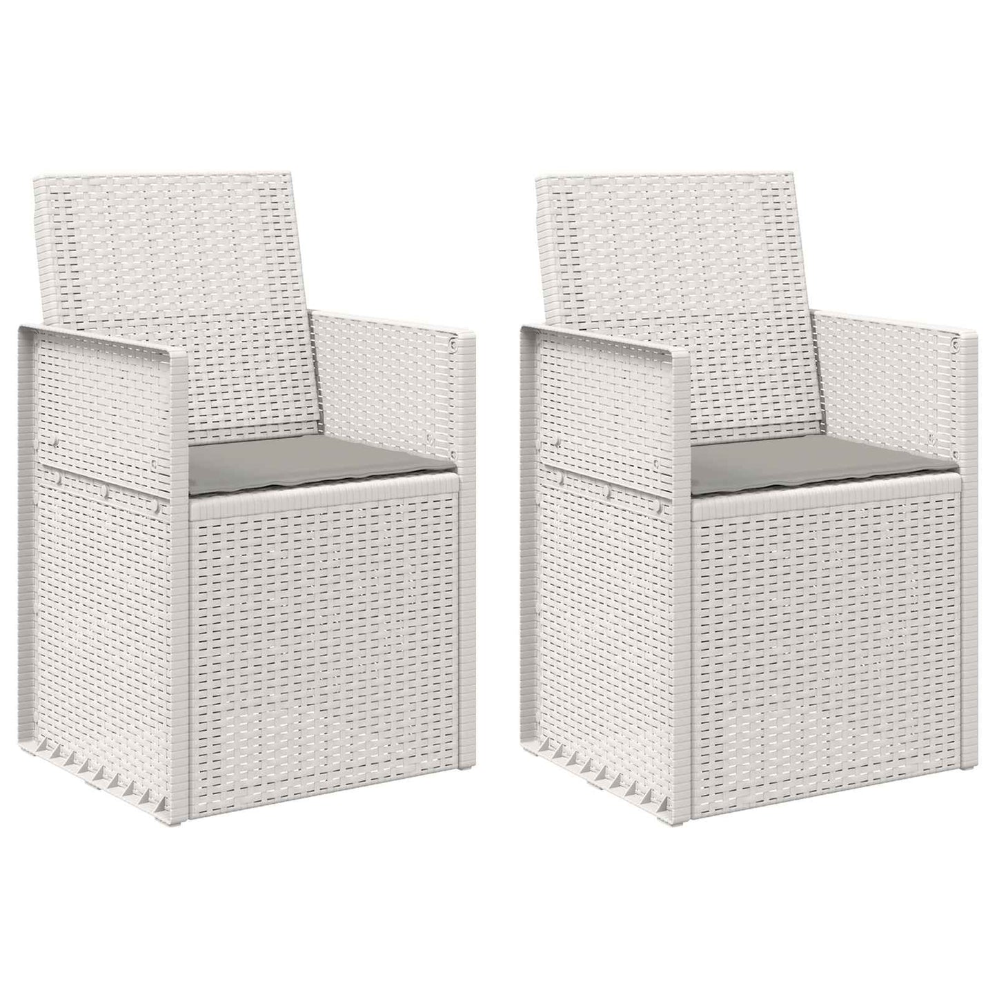 Sedie da pranzo da giardino 2 pcs Bianco e Grigio Chiaro PP