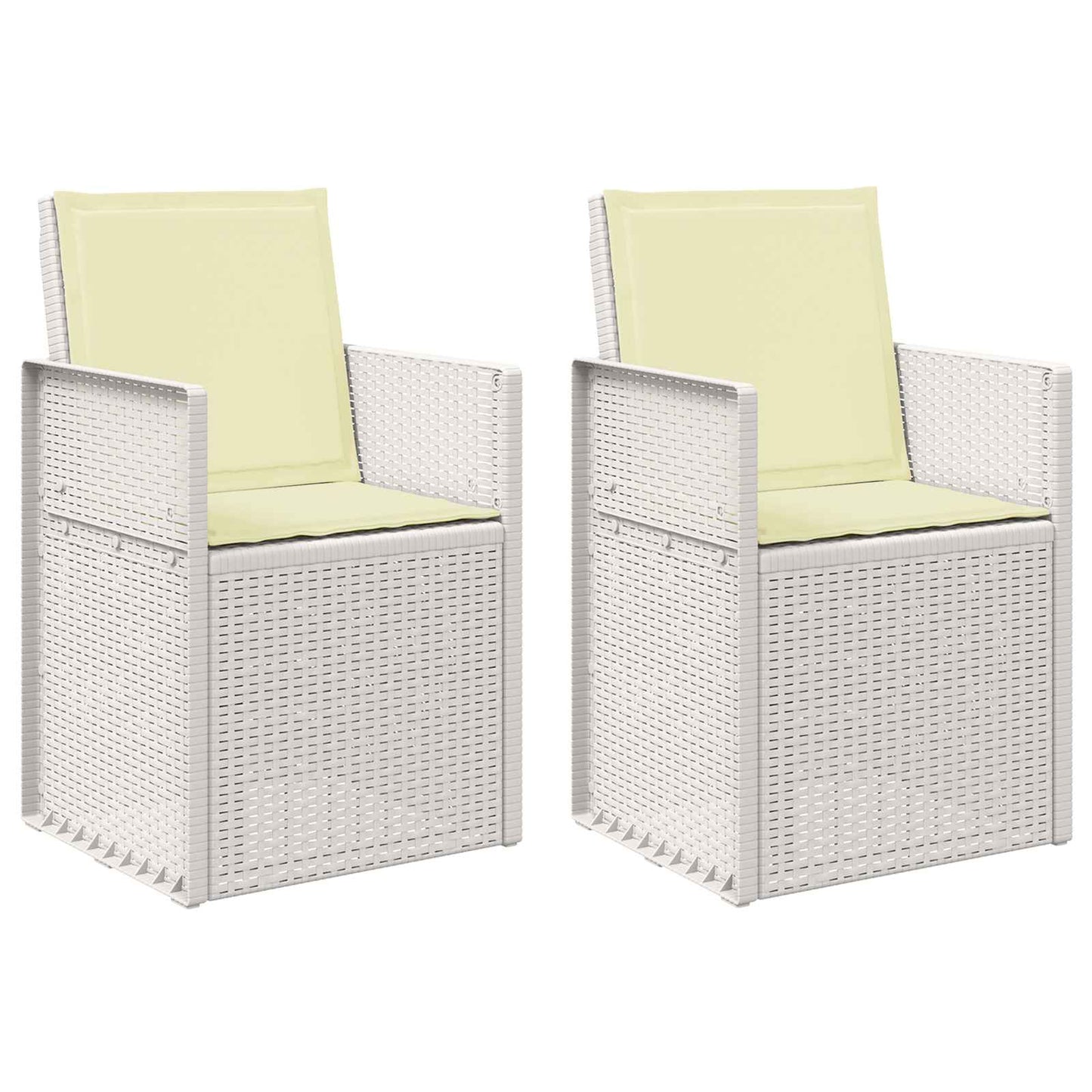 Sedie da pranzo da giardino 2 pcs Bianco e Crema PP