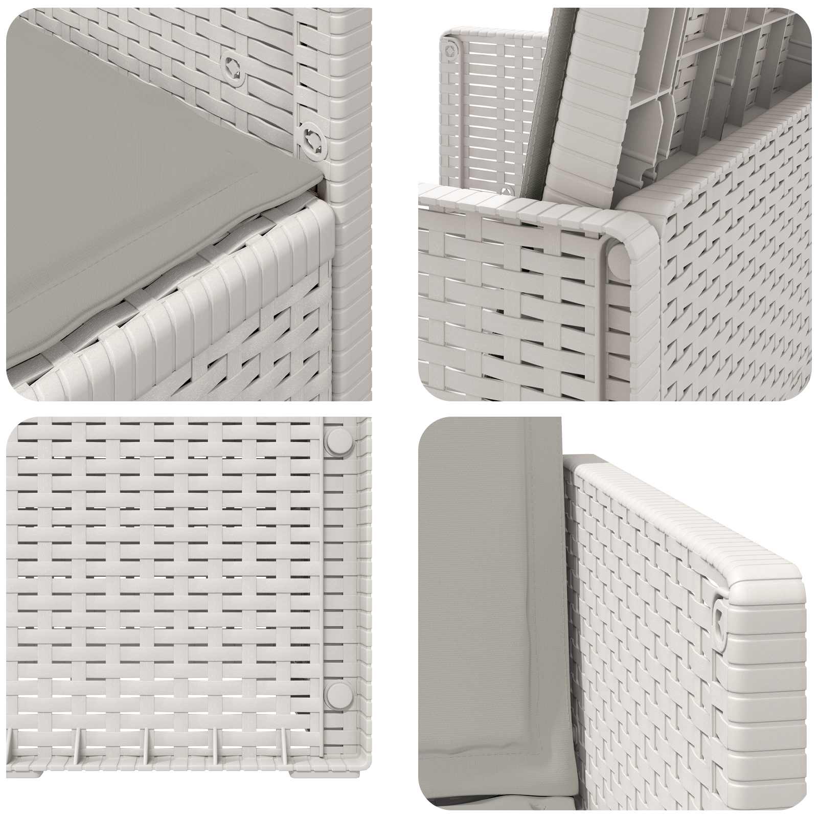 Sedie da pranzo da giardino 2 pcs Bianco e Grigio Chiaro PP | homemem39