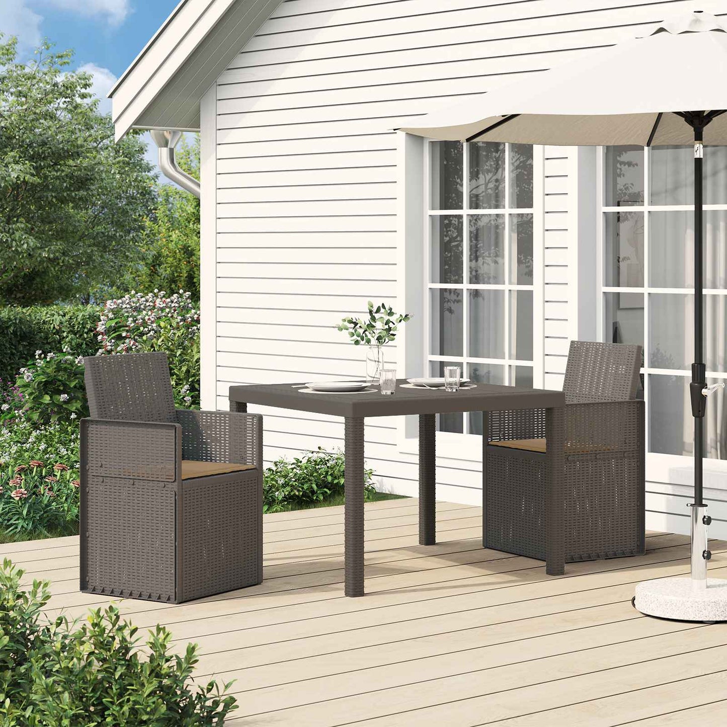 Sedie da pranzo da giardino 2 pcs Grigio chiaro e Tortora PP