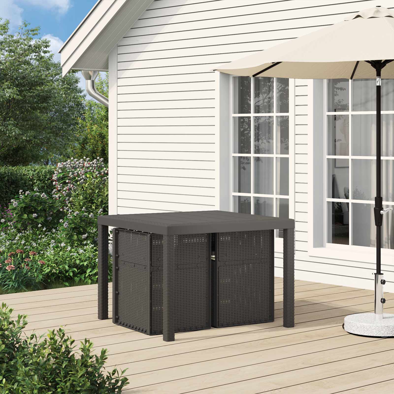 Sedie da pranzo da giardino 2 pcs Grigio chiaro e panna PP | homemem39