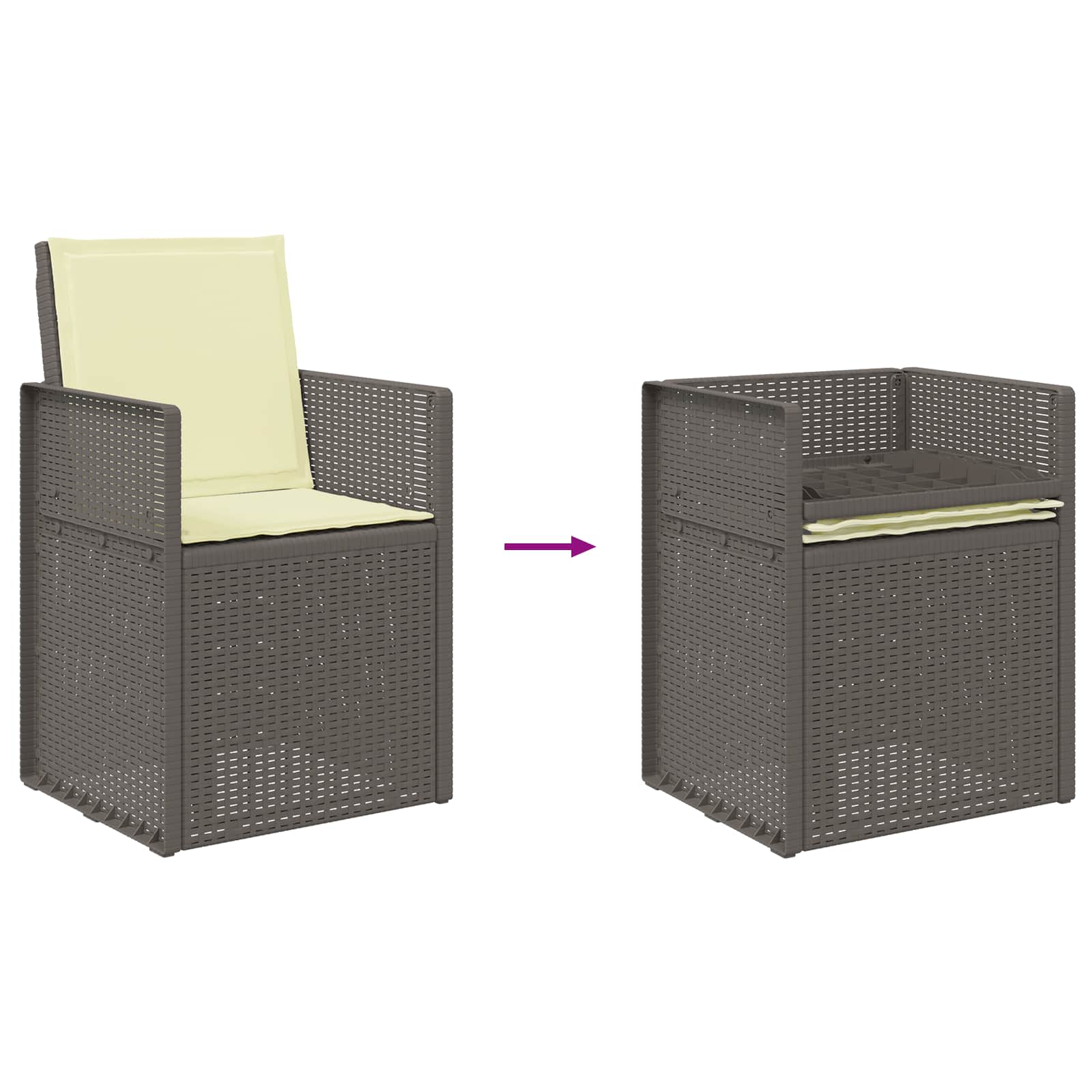 Sedie da pranzo da giardino 2 pcs Grigio chiaro e panna PP | homemem39