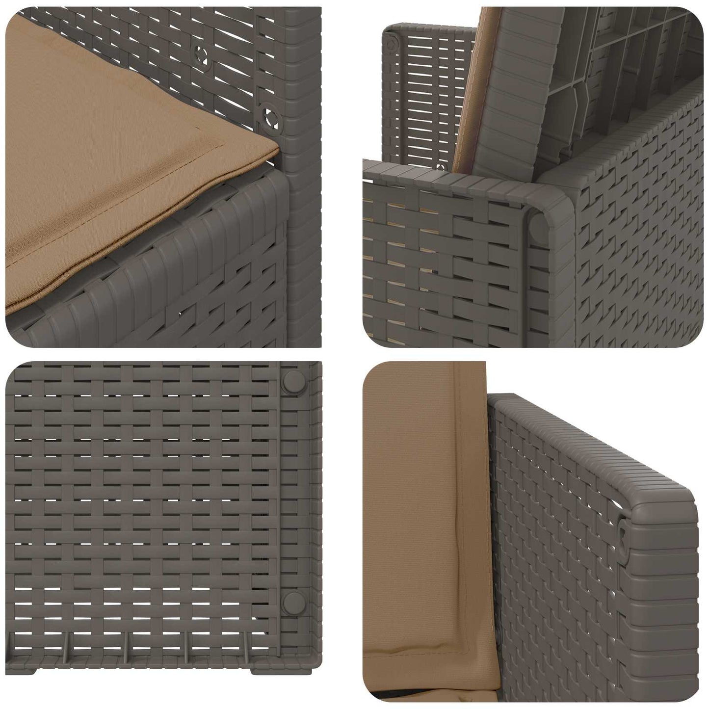 Sedie da pranzo da giardino 2 pcs Grigio chiaro e Tortora PP | homemem39