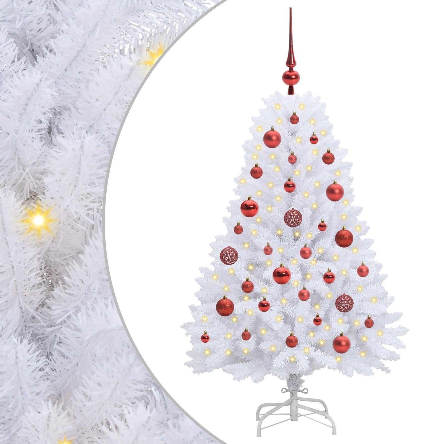 Albero di Natale Artificiale con Rami Pieghevoli Bianco 120 cm
