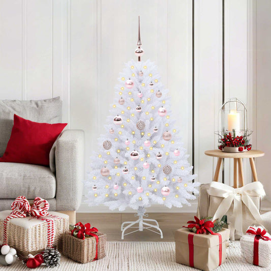 Albero di Natale Artificiale con Rami Pieghevoli Bianco 120 cm