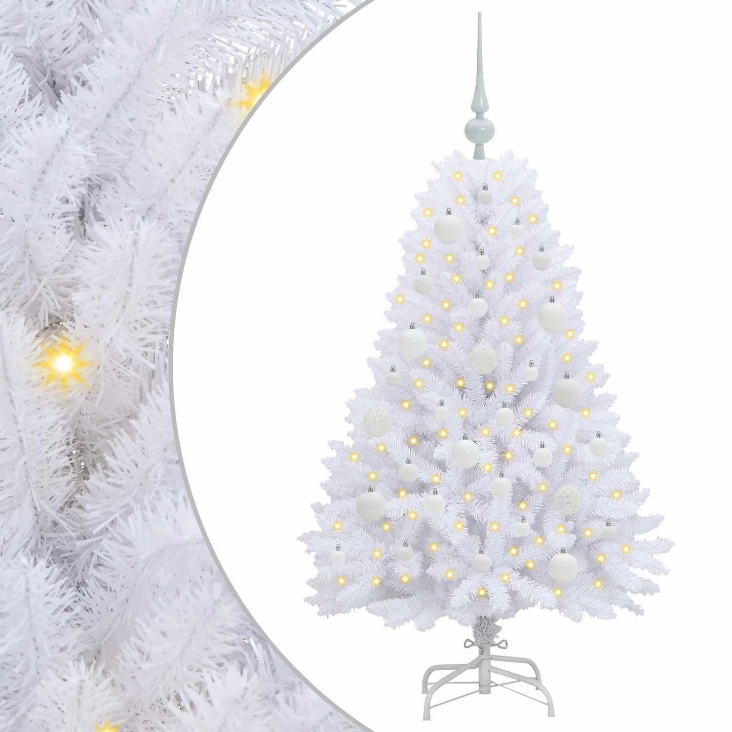 Albero di Natale Artificiale con Rami Pieghevoli Bianco 120 cm