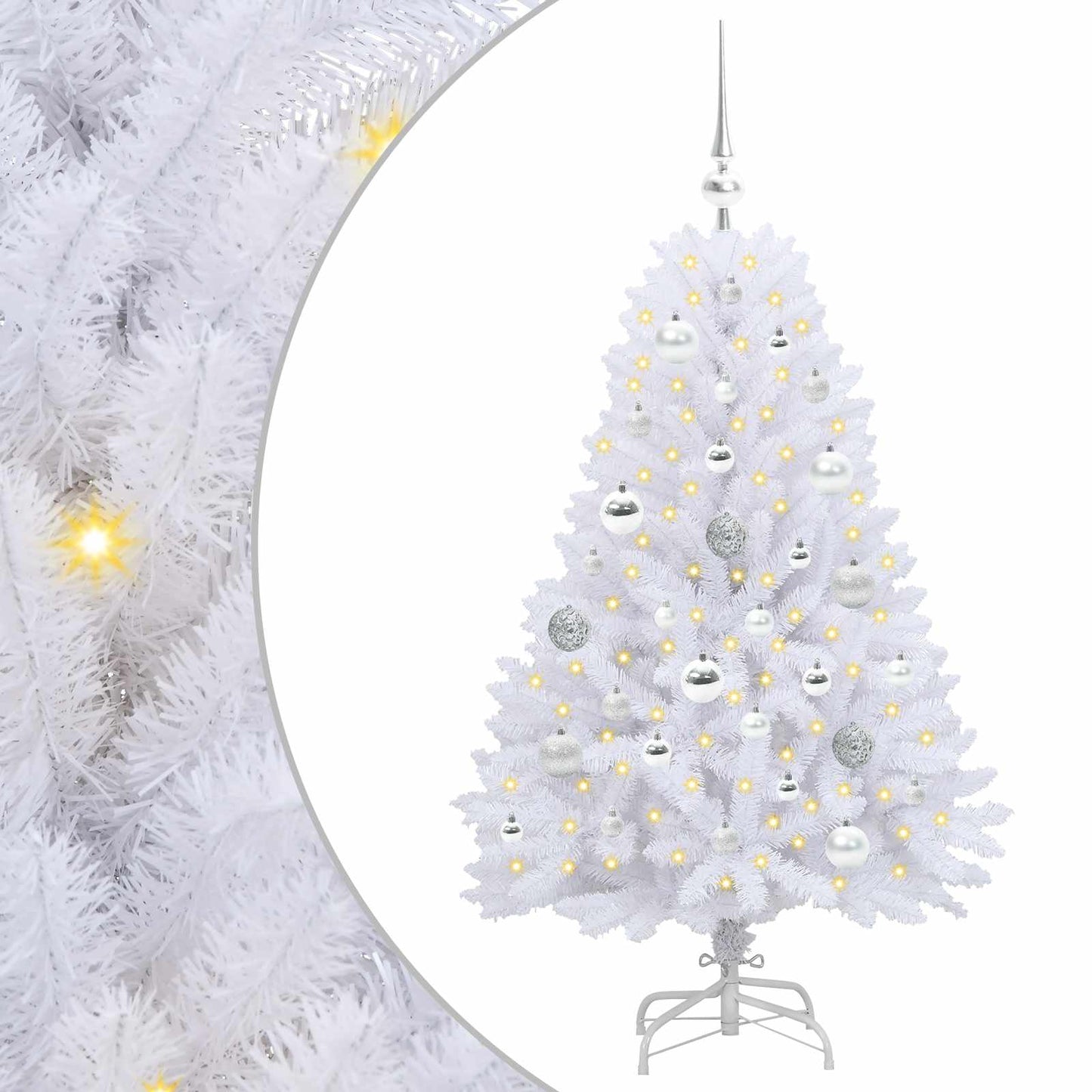 Albero di Natale Artificiale con Rami Pieghevoli Bianco 120 cm