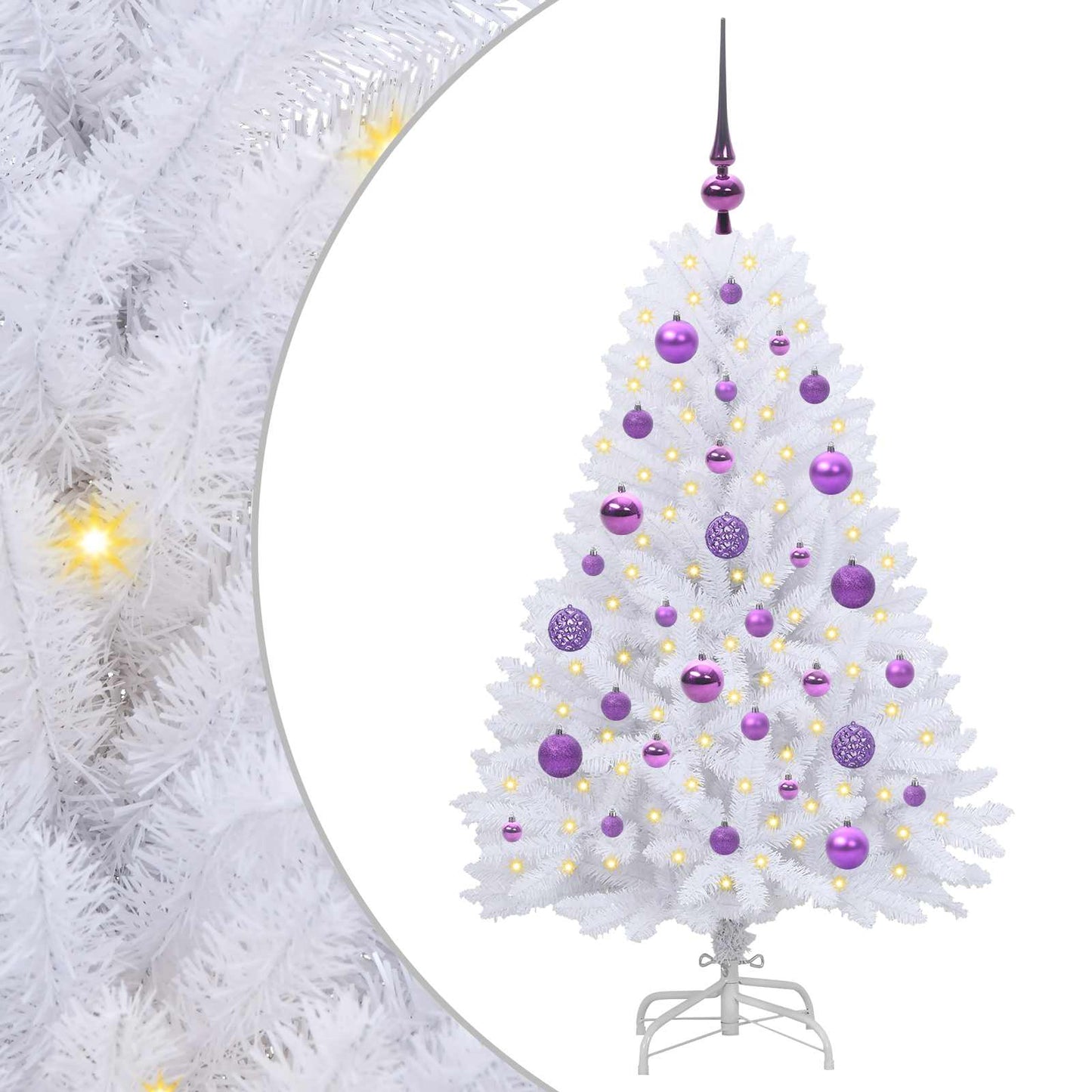 Albero di Natale Artificiale con Rami Pieghevoli Bianco 120 cm