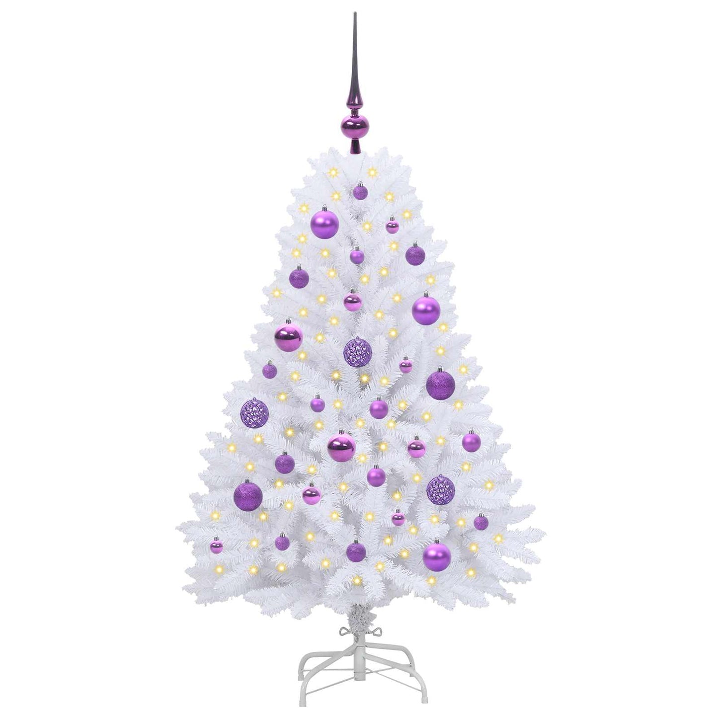 Albero di Natale Artificiale con Rami Pieghevoli Bianco 120 cm