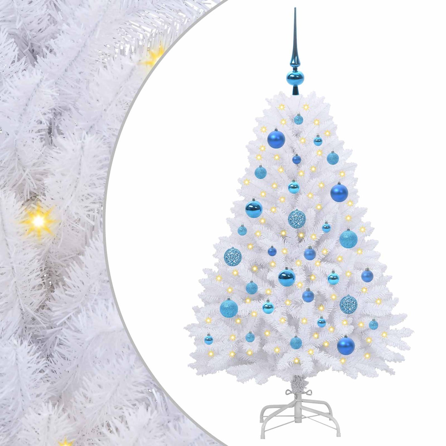 Albero di Natale Artificiale con Rami Pieghevoli Bianco 120 cm