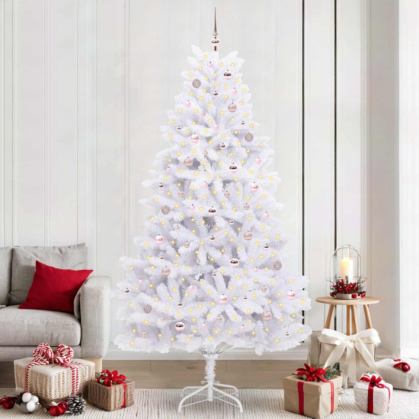 Albero di Natale Artificiale con Rami Pieghevoli Bianco 240 cm