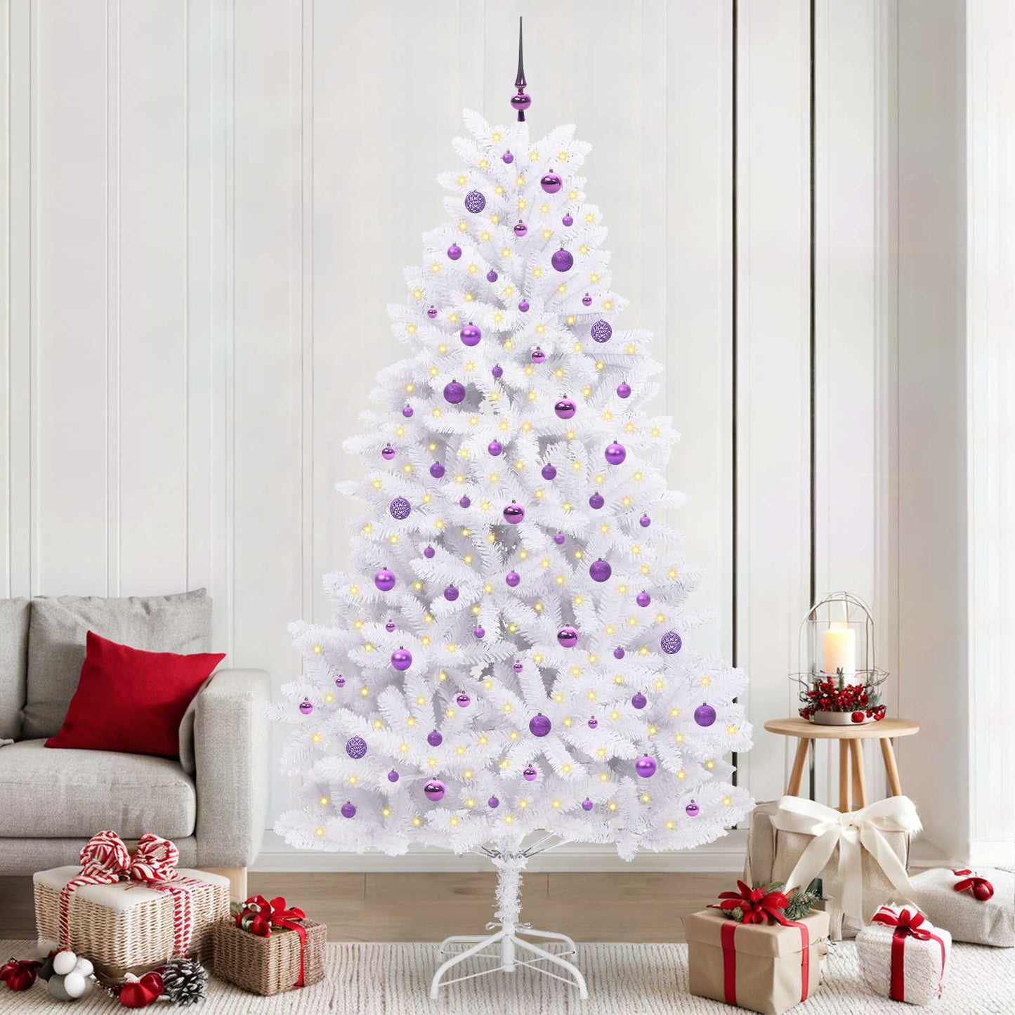 Albero di Natale Artificiale con Rami Pieghevoli Bianco 240 cm