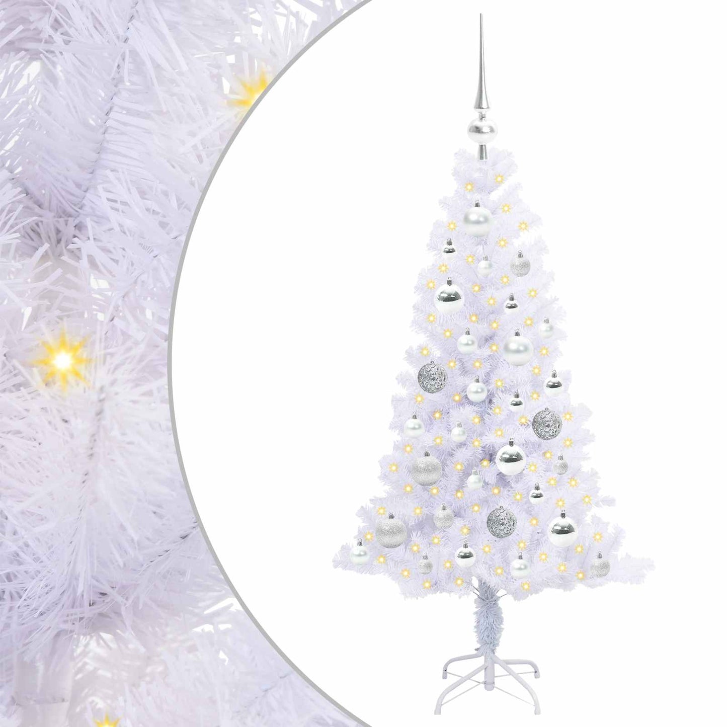 Albero di Natale artificiale Bianco 120 cm PVC e Acciaio