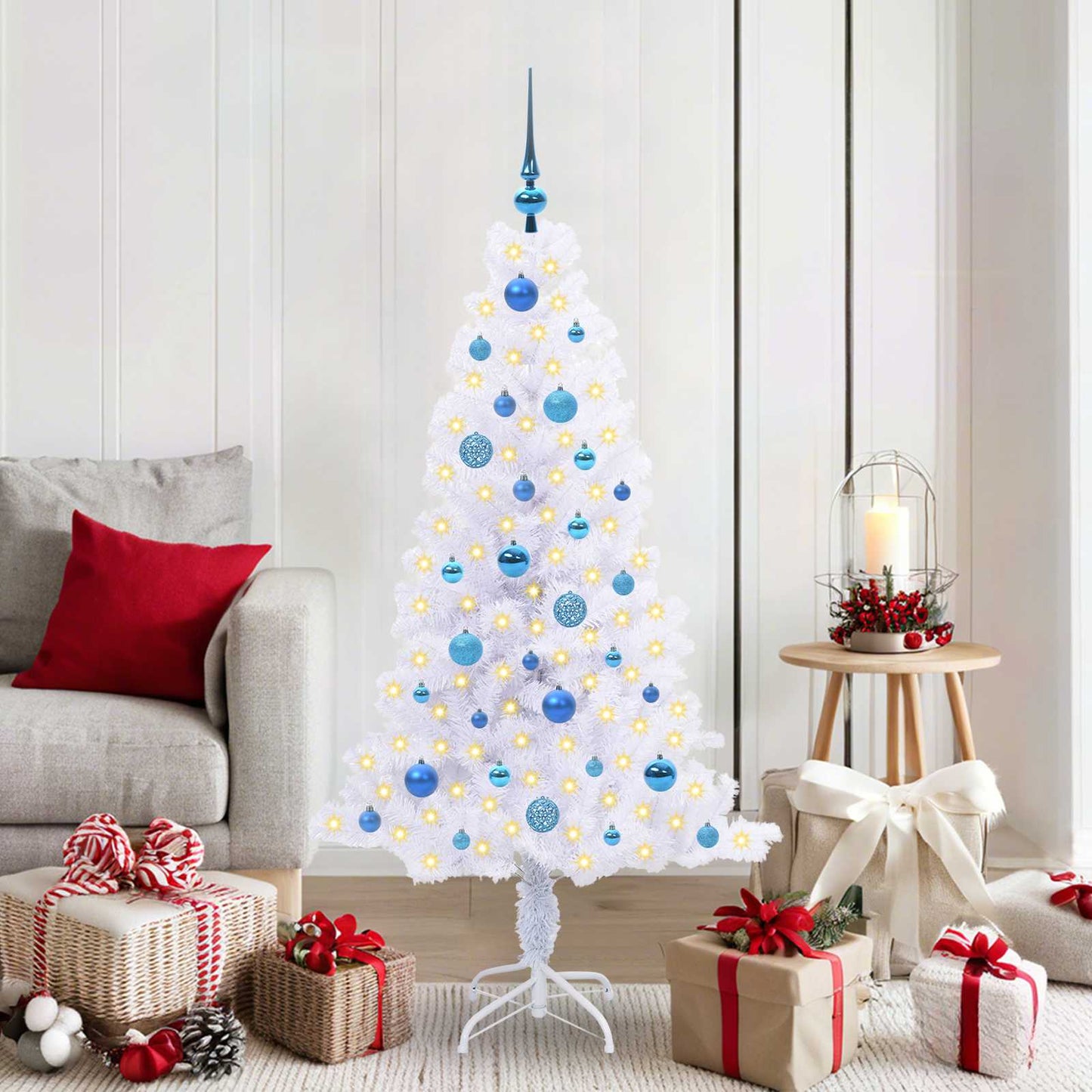 Albero di Natale artificiale Bianco 150 cm PVC e Acciaio | homemem39