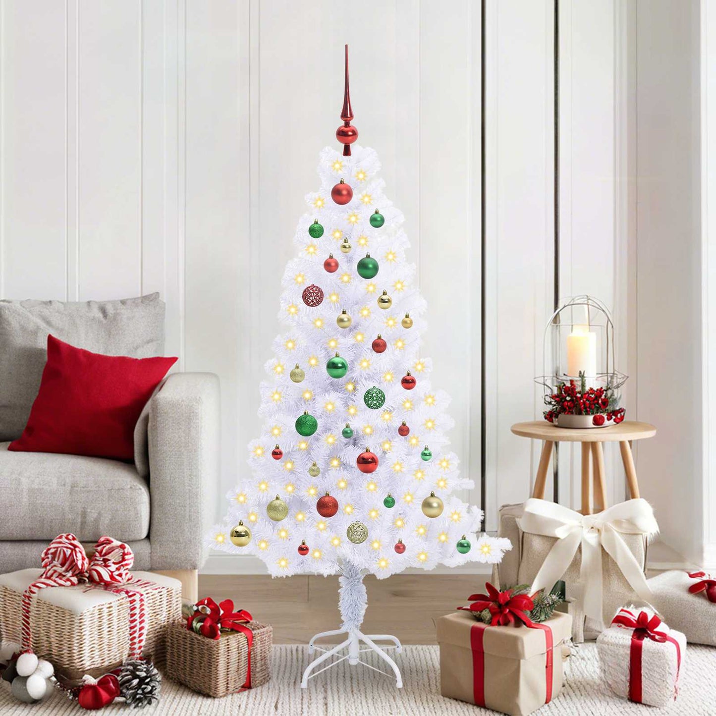 Albero di Natale artificiale Bianco 150 cm PVC e Acciaio | homemem39