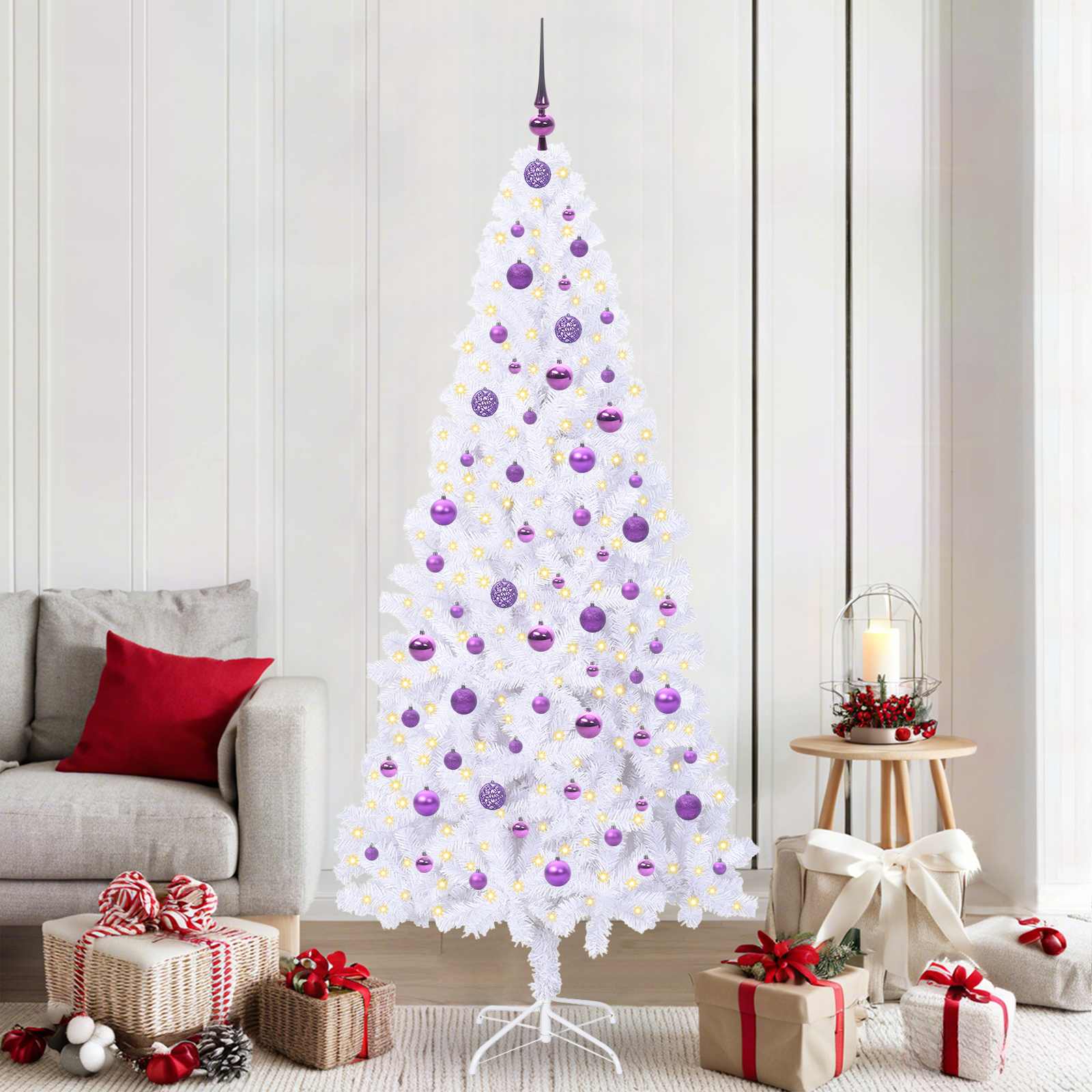 Albero di Natale artificiale Bianco 210 cm PVC e Acciaio | homemem39