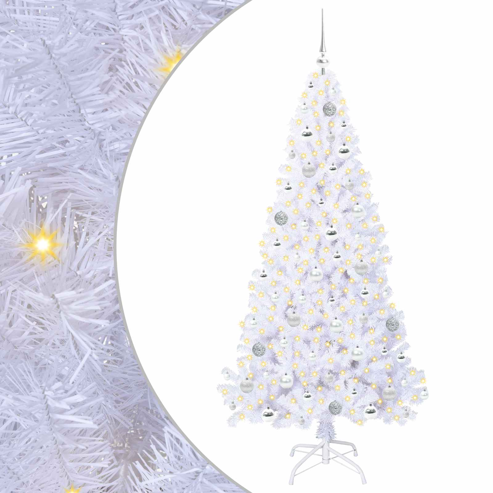 Albero di Natale artificiale Bianco 180 cm PVC e Acciaio | homemem39
