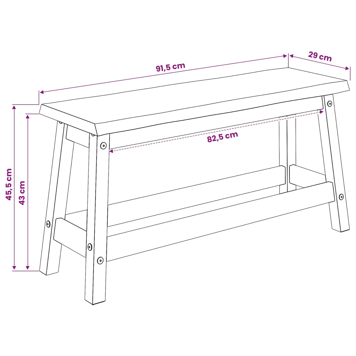 Panchina da pranzo EKAI Nero 91,5 x 29 x 45,5 cm | homemem39