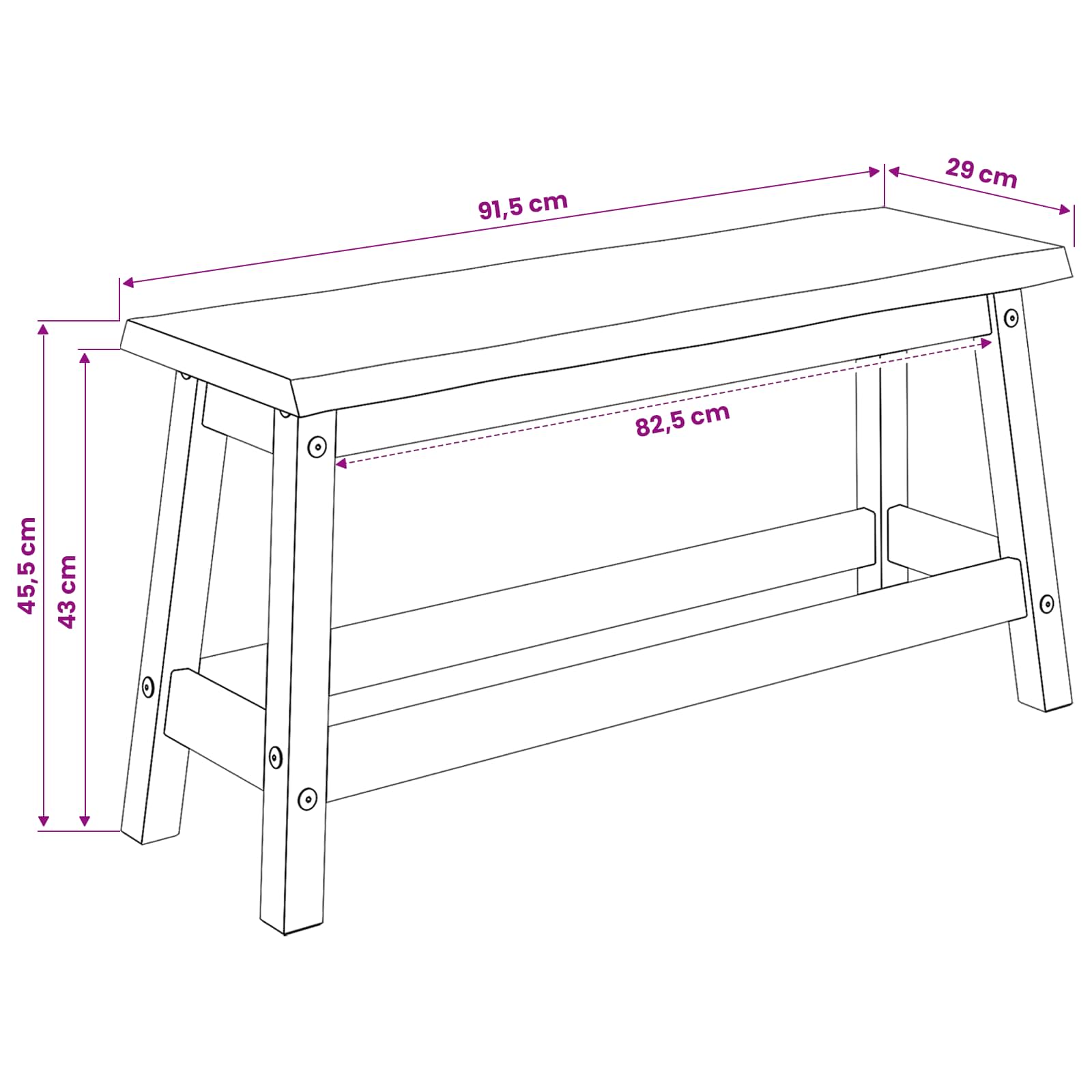 Panchina da pranzo EKAI Bianco 91,5 x 29 x 45,5 cm | homemem39