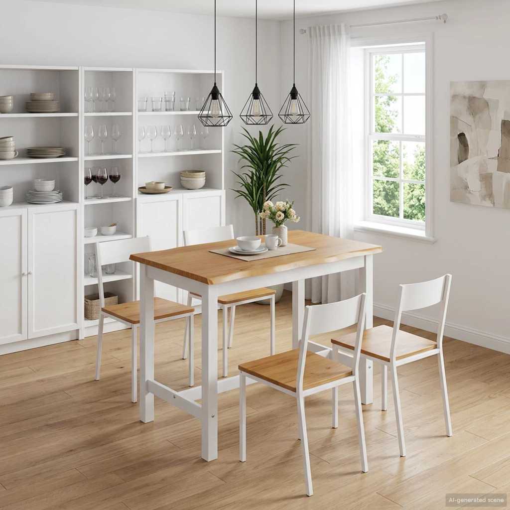 Tavolo Alto EKAI Bianco 112 x 70 x 91 cm Legno Massello di Pino
