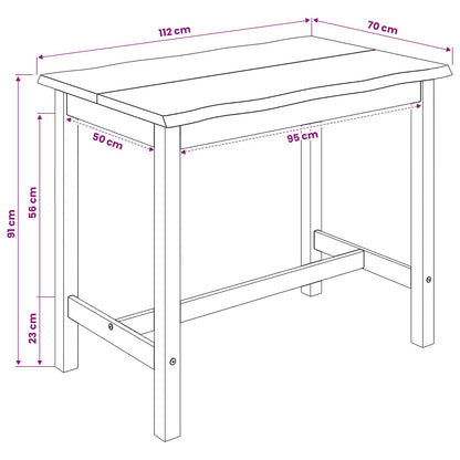 Tavolo Alto EKAI Bianco 112 x 70 x 91 cm Legno Massello di Pino