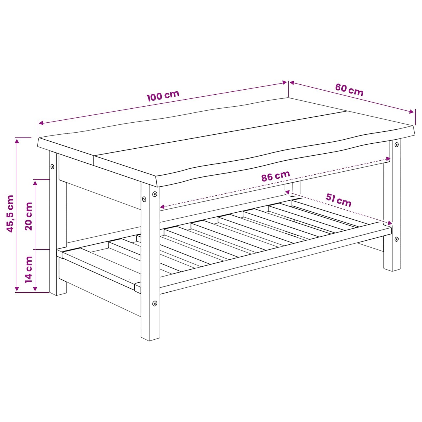 Tavolino da salotto EKAI Bianco 100 x 60 x 45,5 cm | homemem39