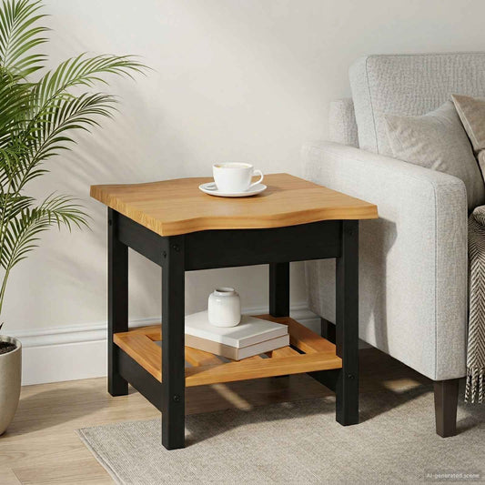 Tavolo laterale con lo scaffale EKAI Nero 50 x 50 x 45,5 cm | homemem39