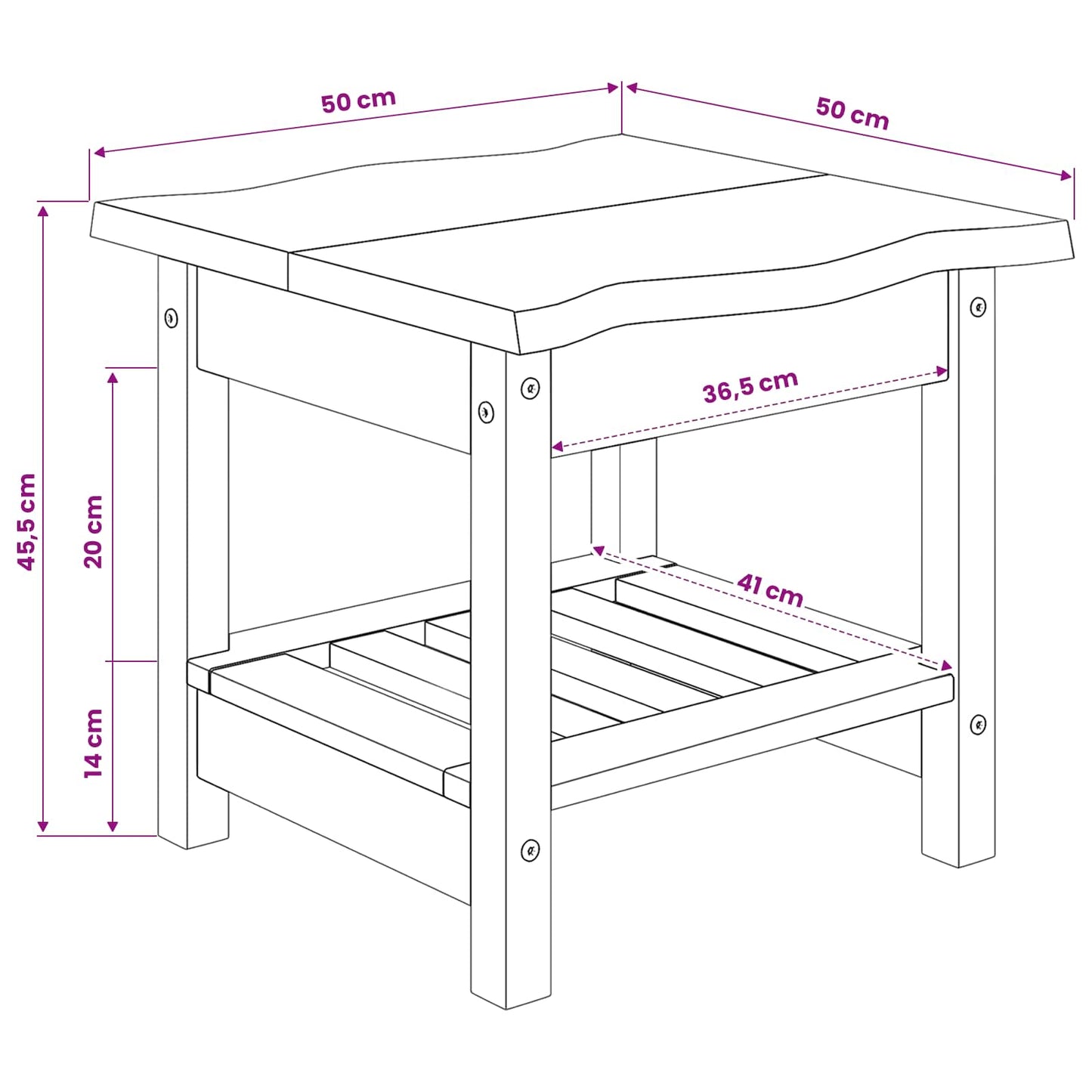 Tavolo laterale con lo scaffale EKAI Nero 50 x 50 x 45,5 cm | homemem39