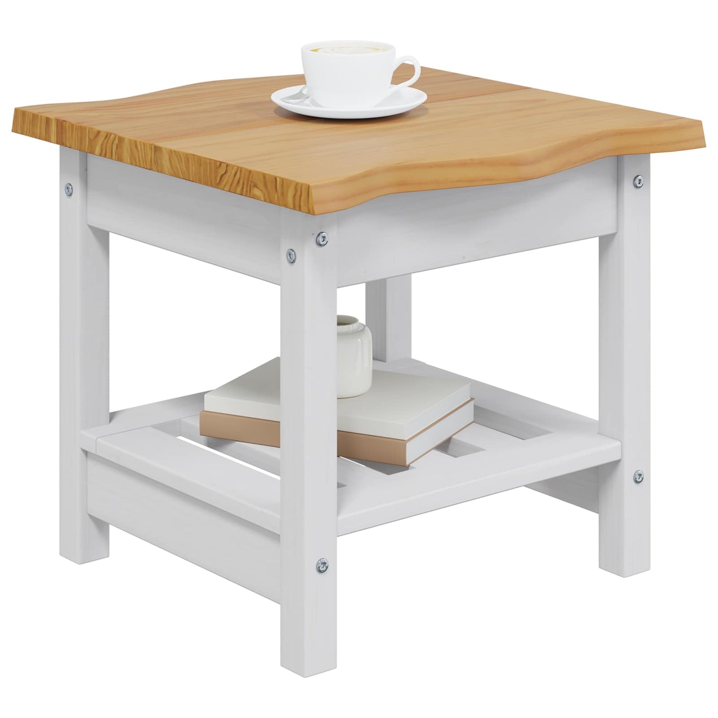 Tavolo laterale con lo scaffale EKAI Bianco 50 x 50 x 45,5 cm | homemem39